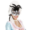 foto 2 Oogmasker zwart met zilver glitters en diamant en veren volwassen