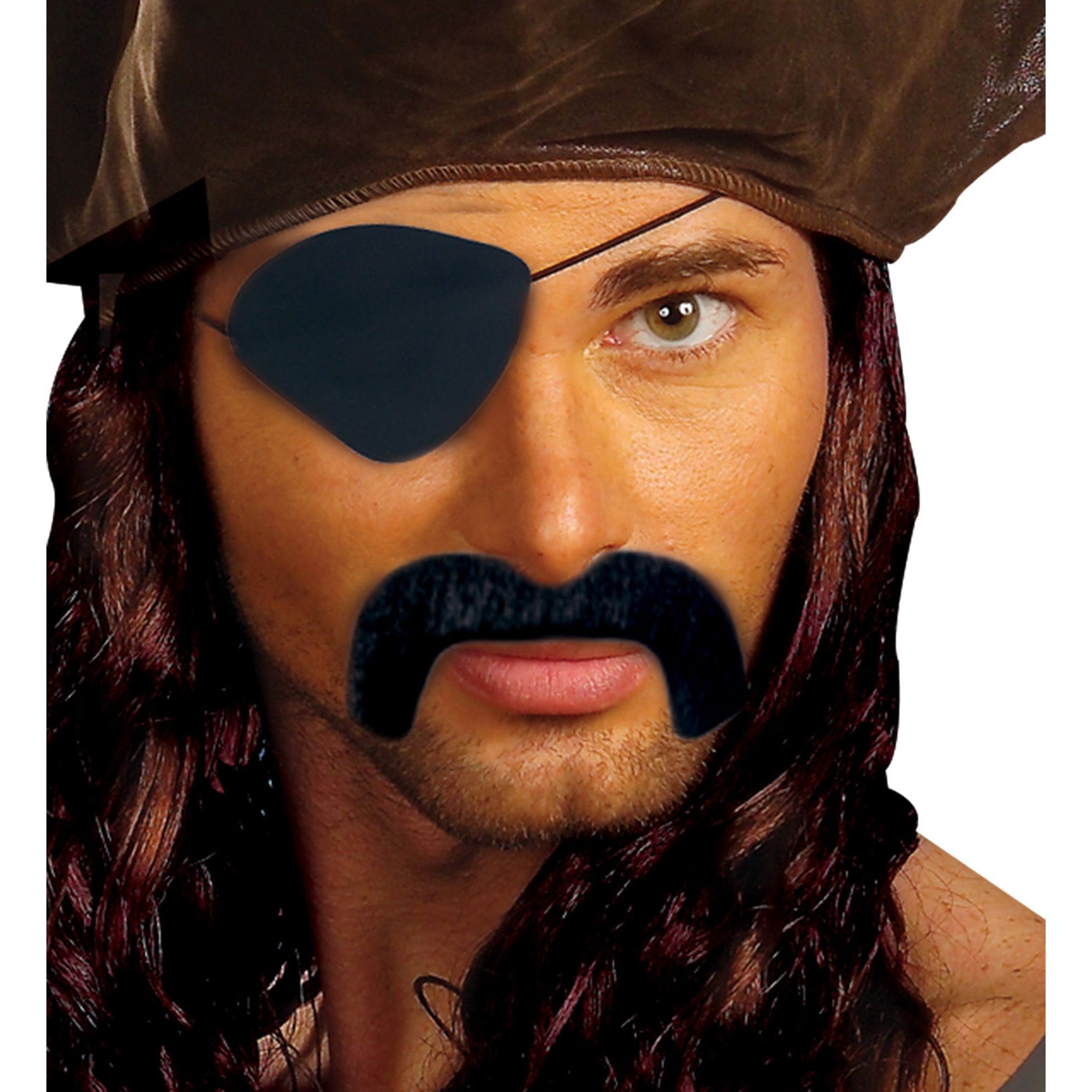 Snor piraat met ooglapje zwart