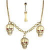 Spook set oorbellen en ketting met doodshoofden