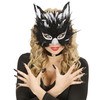 foto 3 Elegant Zwart Wit Katten oogmasker met veren mysterieus en stijlvol