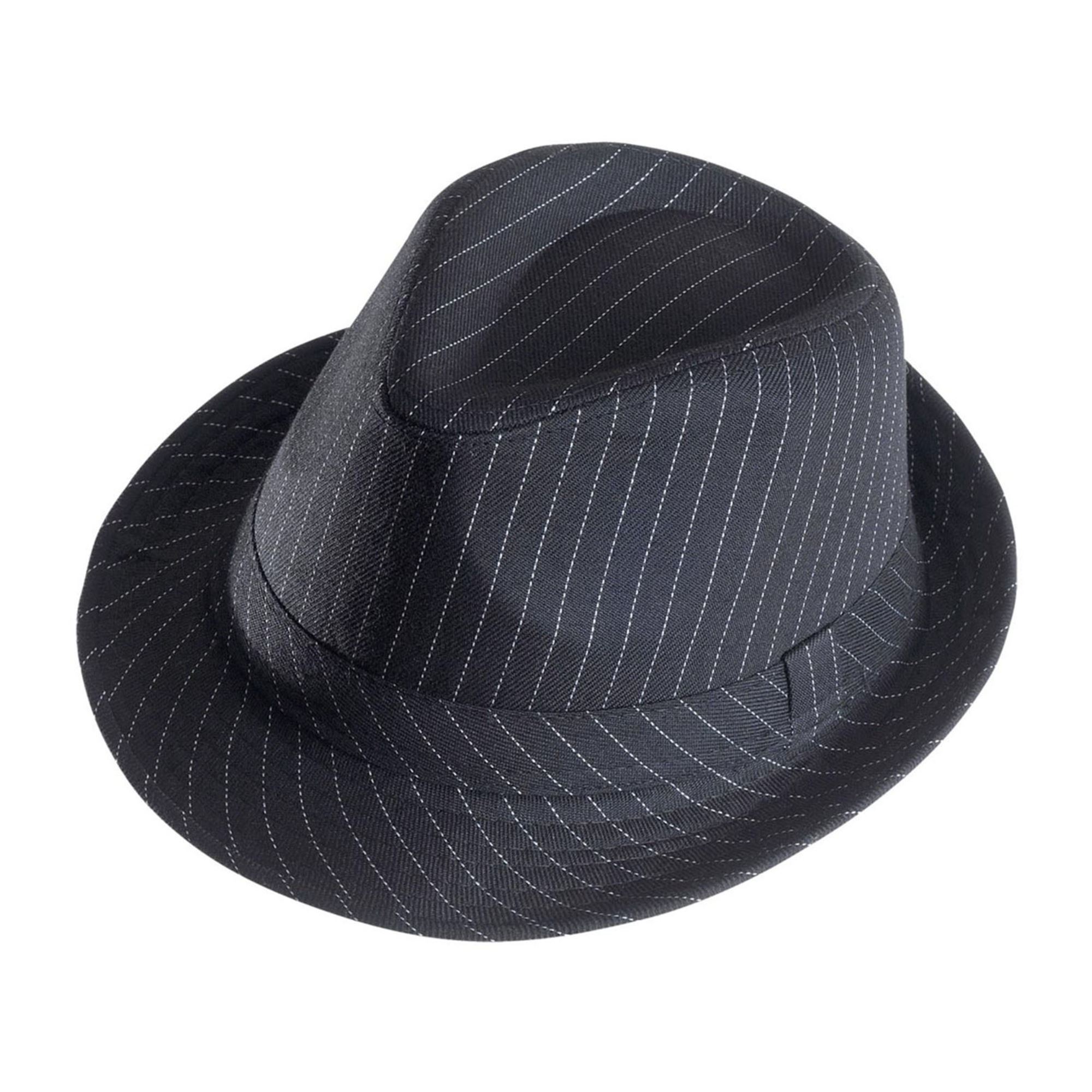 Gangster hoed zwart met witte streepjes de finishing touch voor jouw outfit
