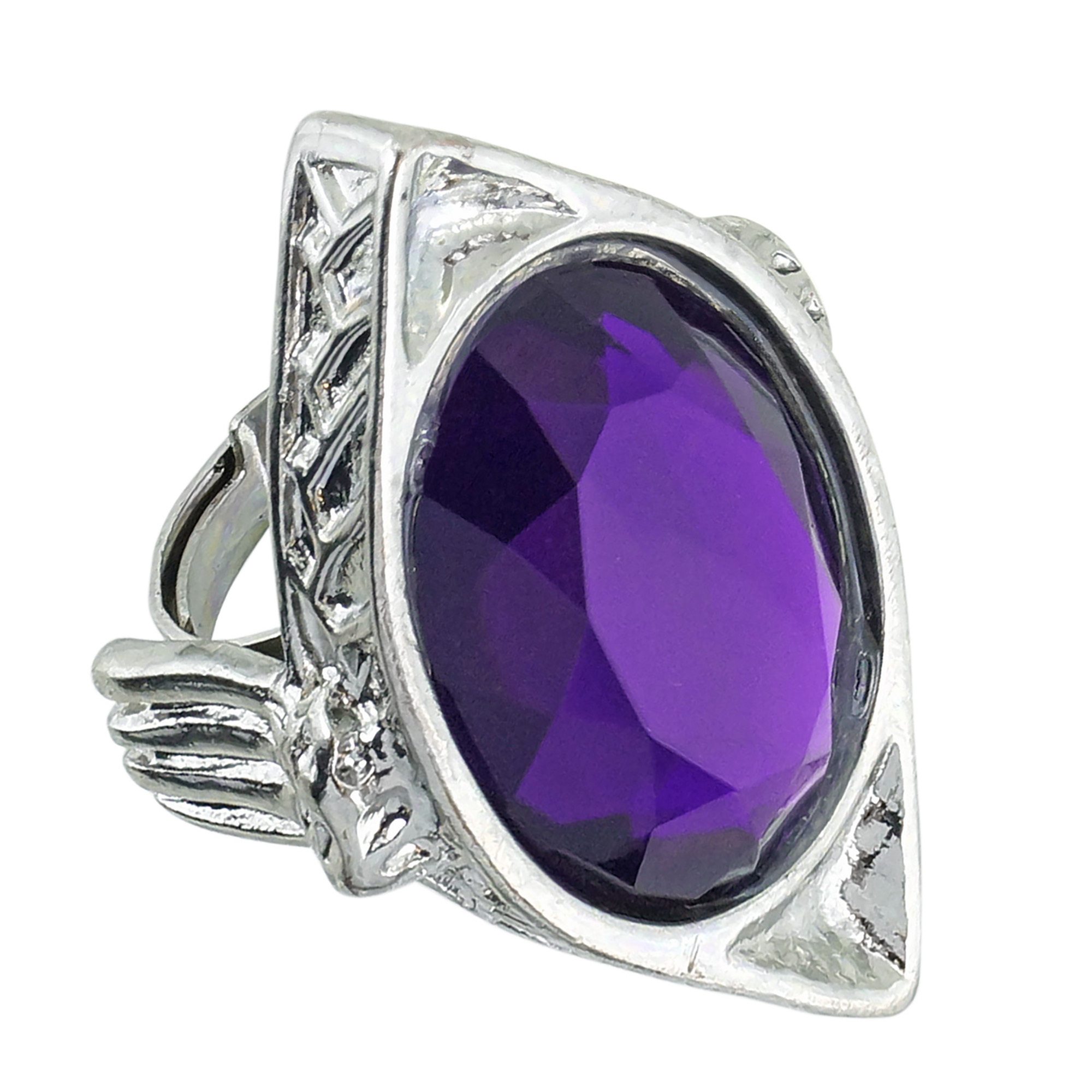 gotische ring met paarse gemsteen