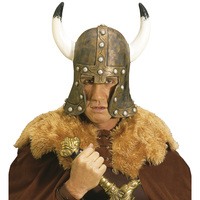 Helm barbaar met hoorn latex brons Helm barbaar met hoorn latex brons