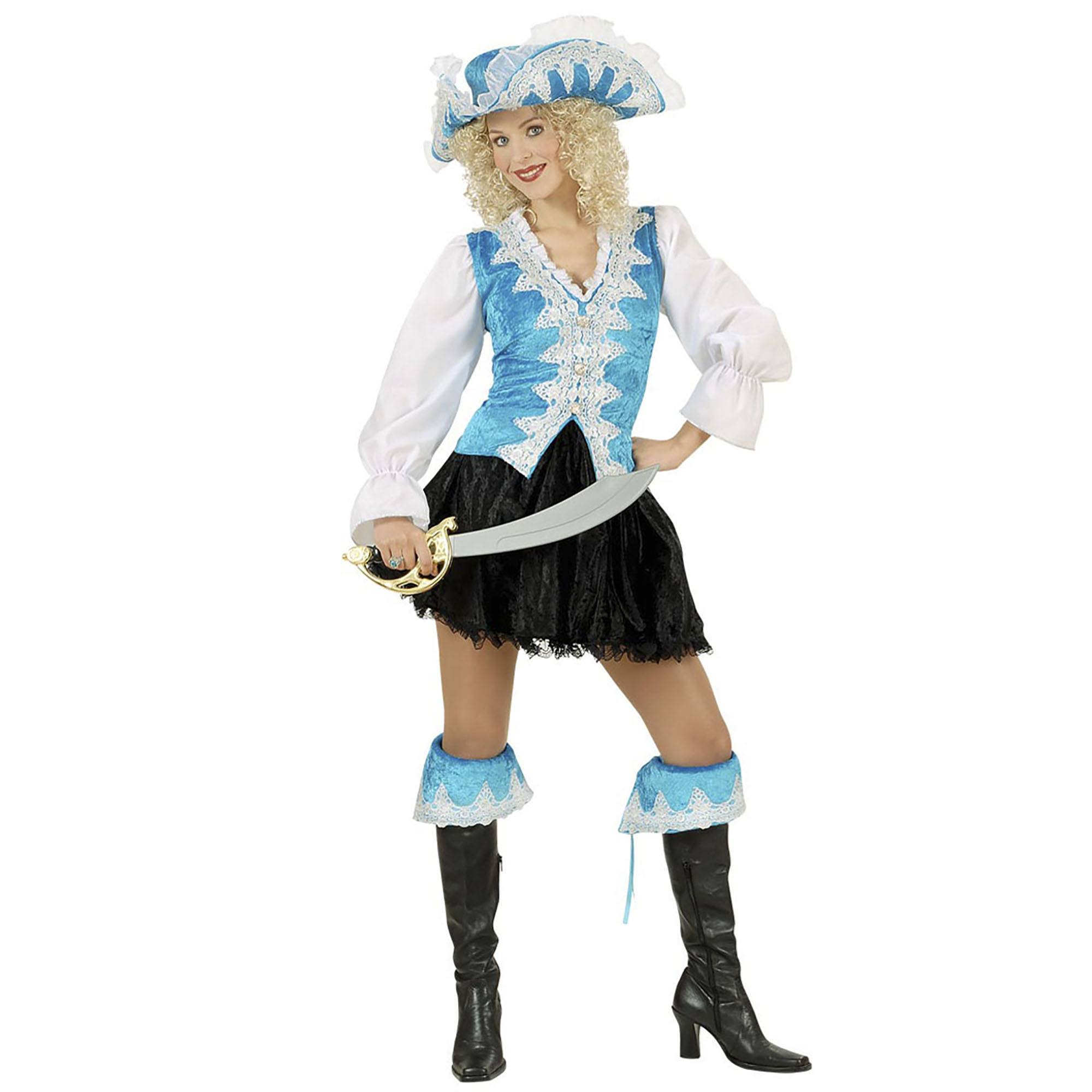 luxe pirate dame , piraten outfit blauw