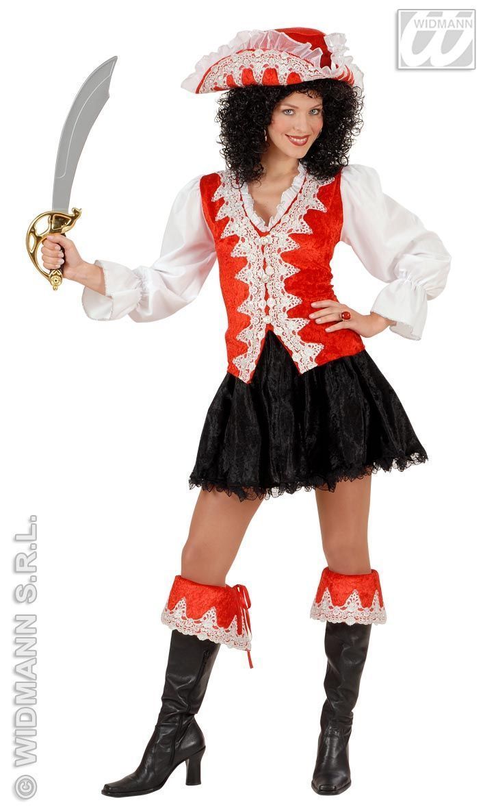 luxe pirate dame , piraten outfit rood fluweel