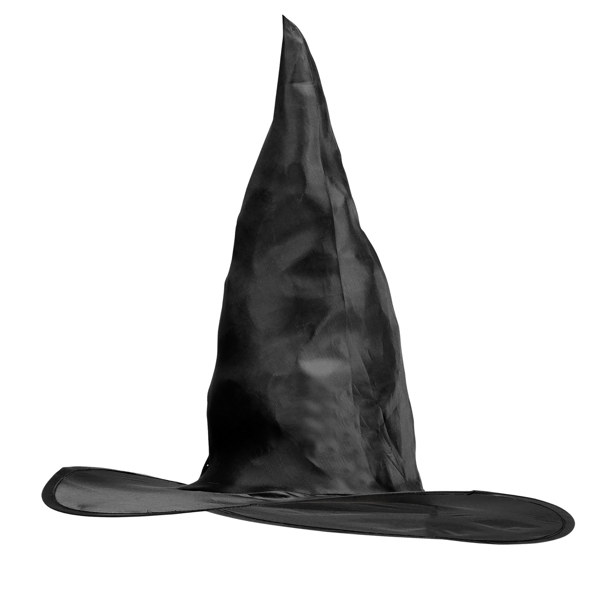 Magische zwarte heksenhoed  kinder maat voor griezelen tijdens halloween of thema feesten.