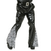 Broek vinyl zwart met zebra print 