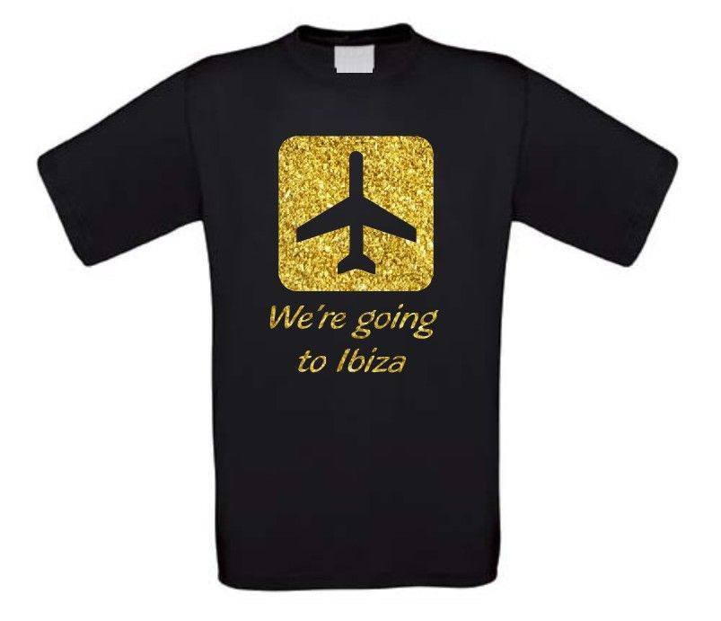 We going to Ibiza t-shirt korte mouw glitter goud