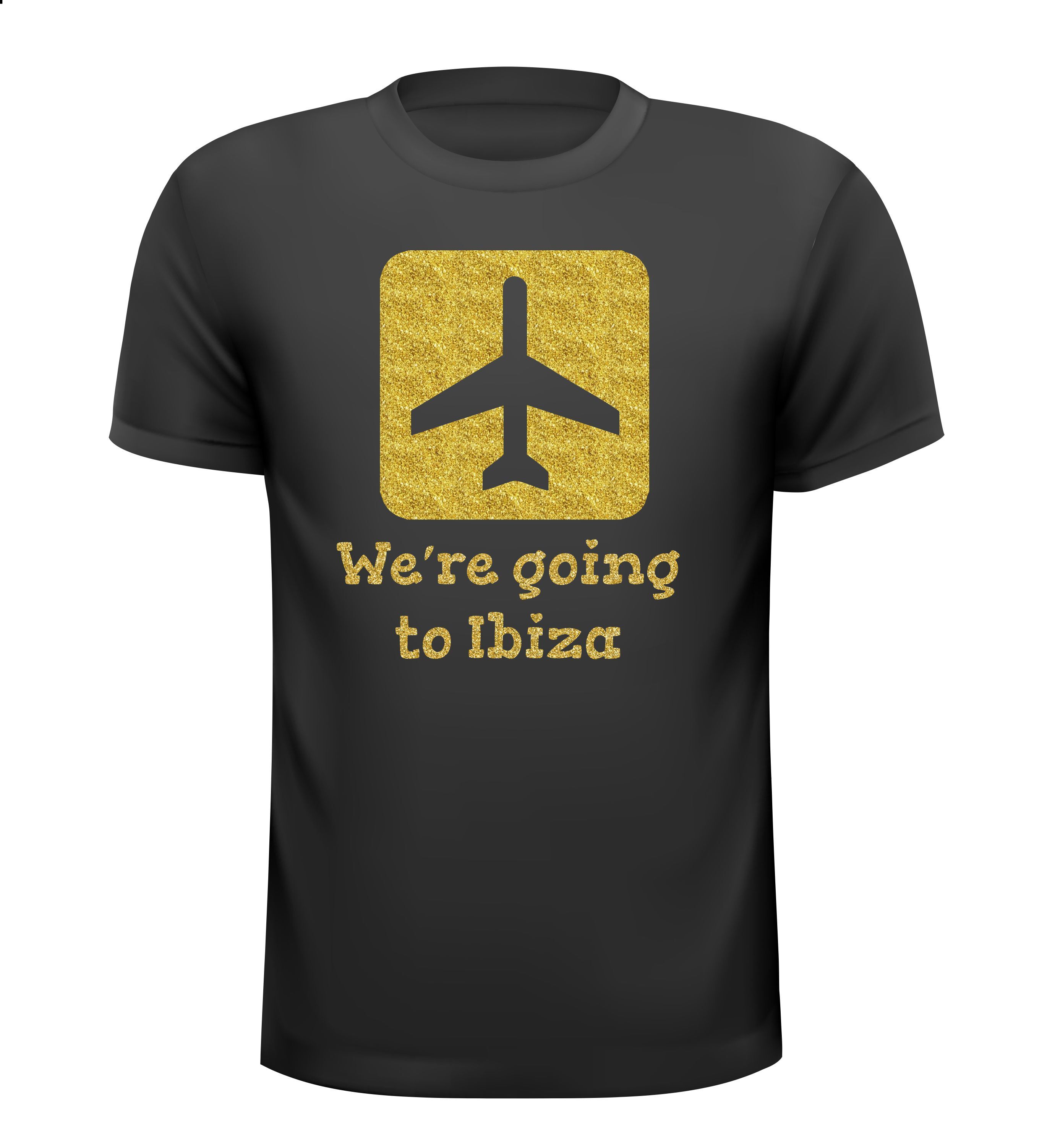 We going to Ibiza t-shirt korte mouw glitter goud