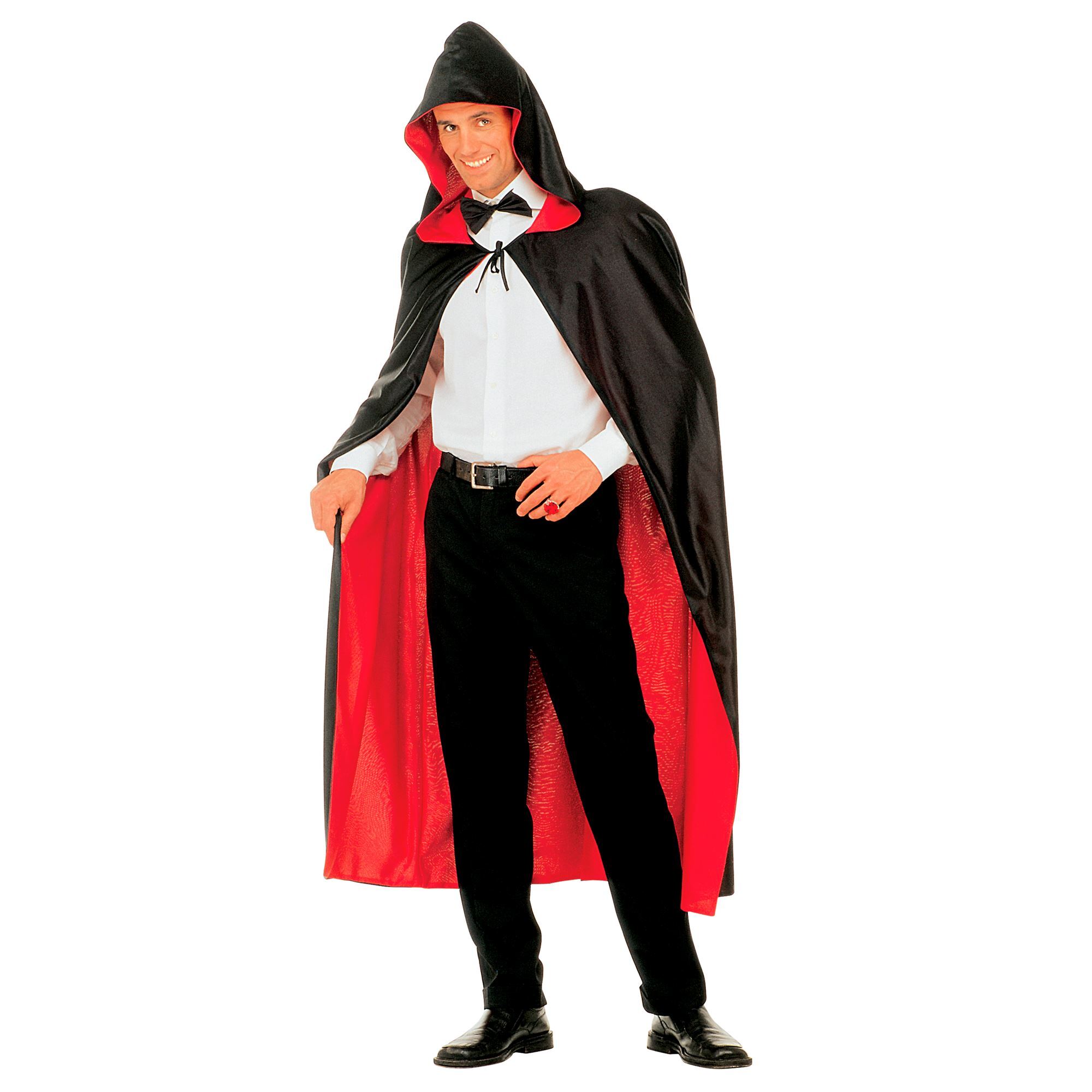 luxe reversible cape zwart rood 140cm