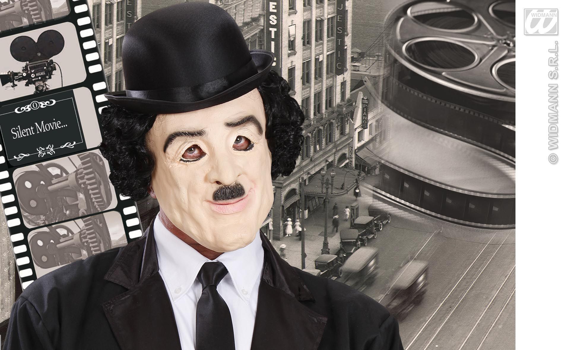 masker latex schuim Charlie Chaplin met haar