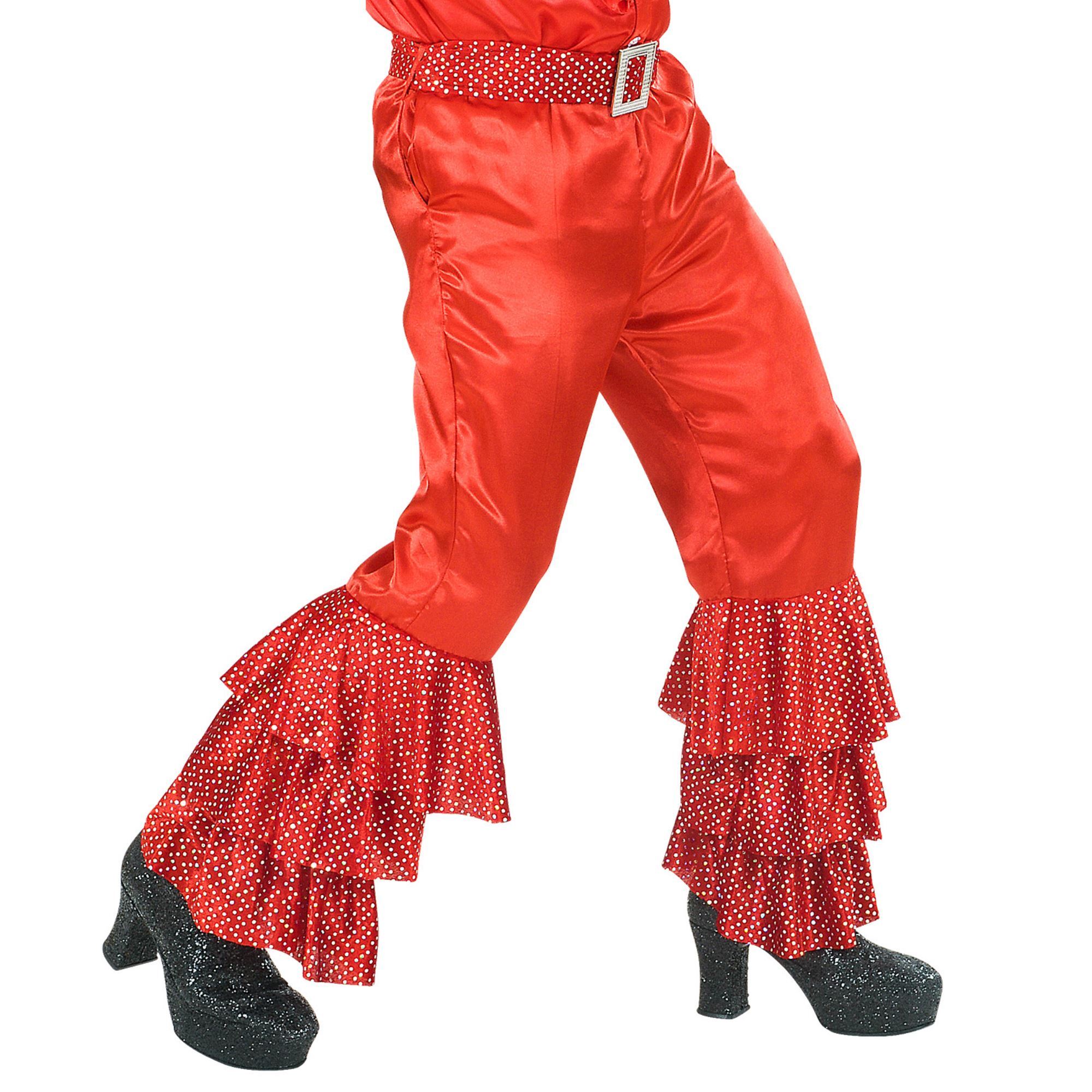 rode disco broek met pailetten en riem