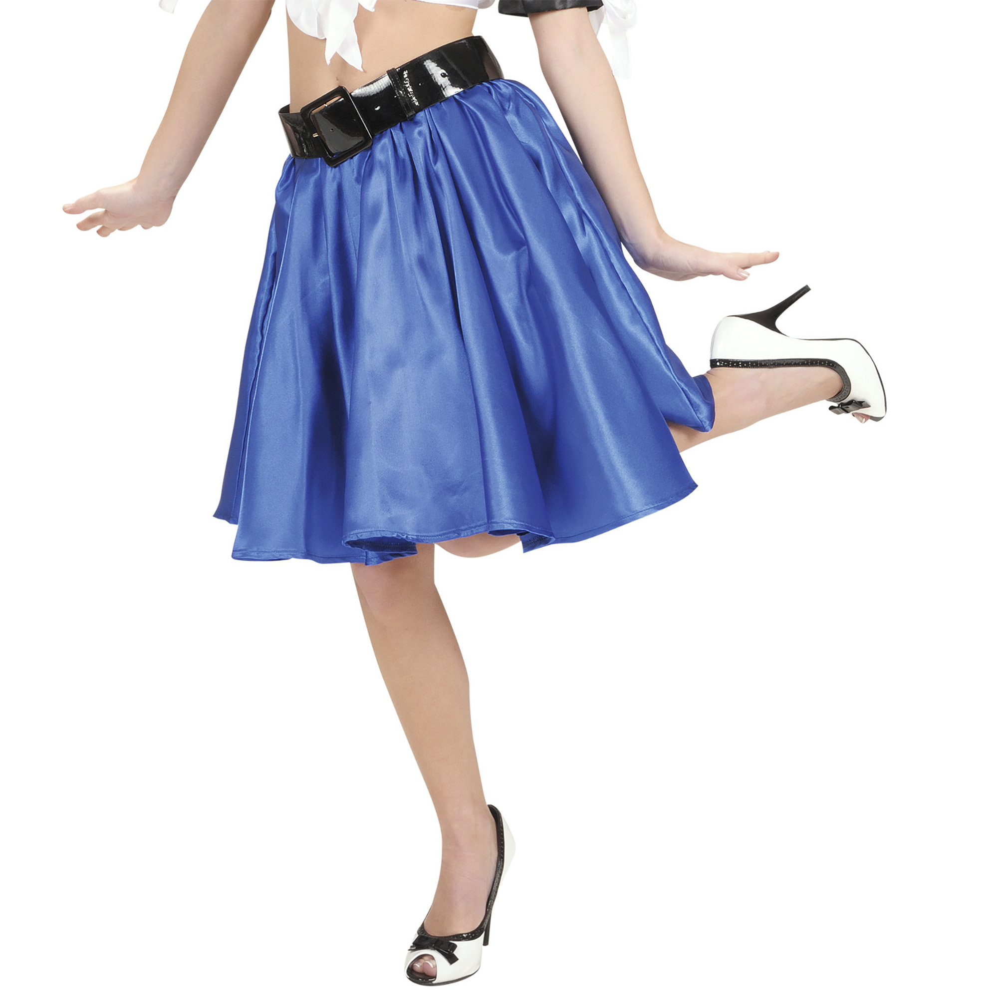 satijnen rok met petticoat blauw