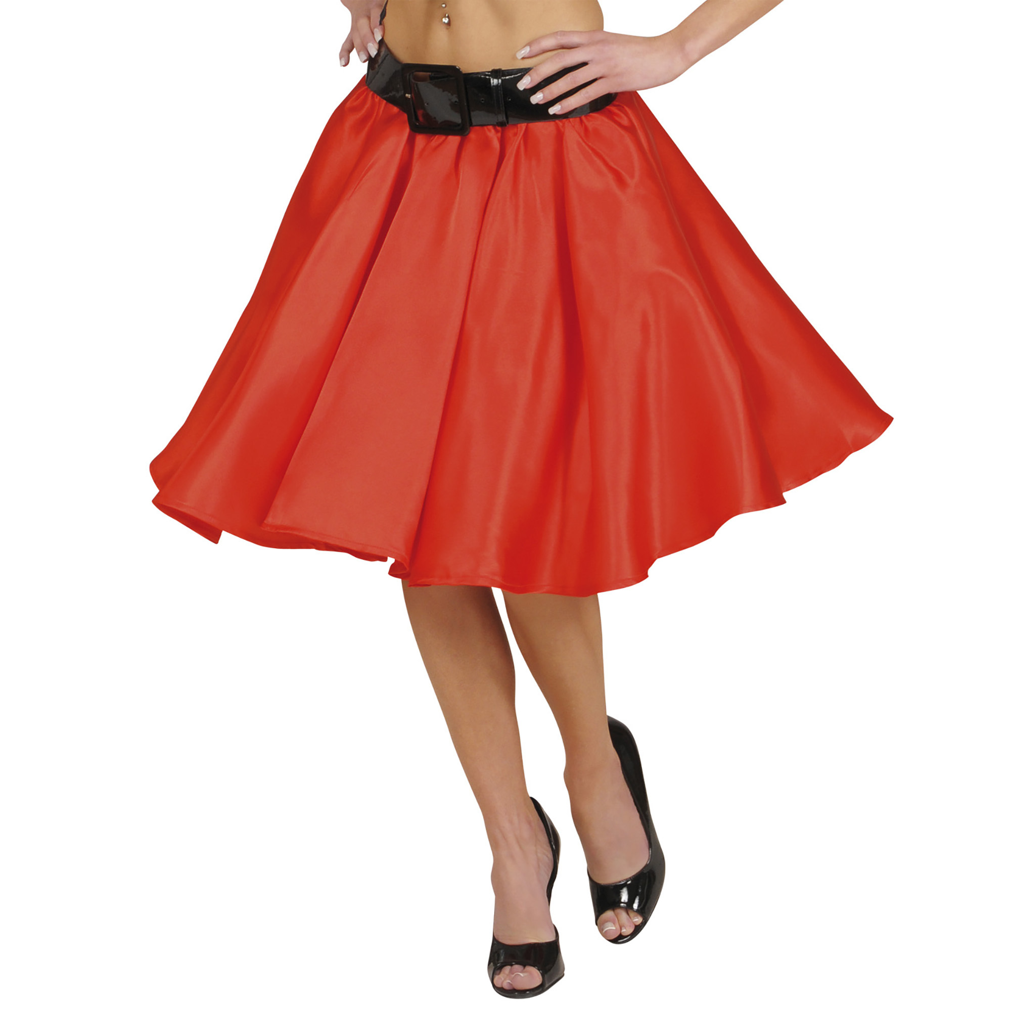 satijnen rok met petticoat rood