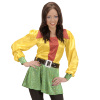 geel rood groen dames blouse , lang met pailetten en riem