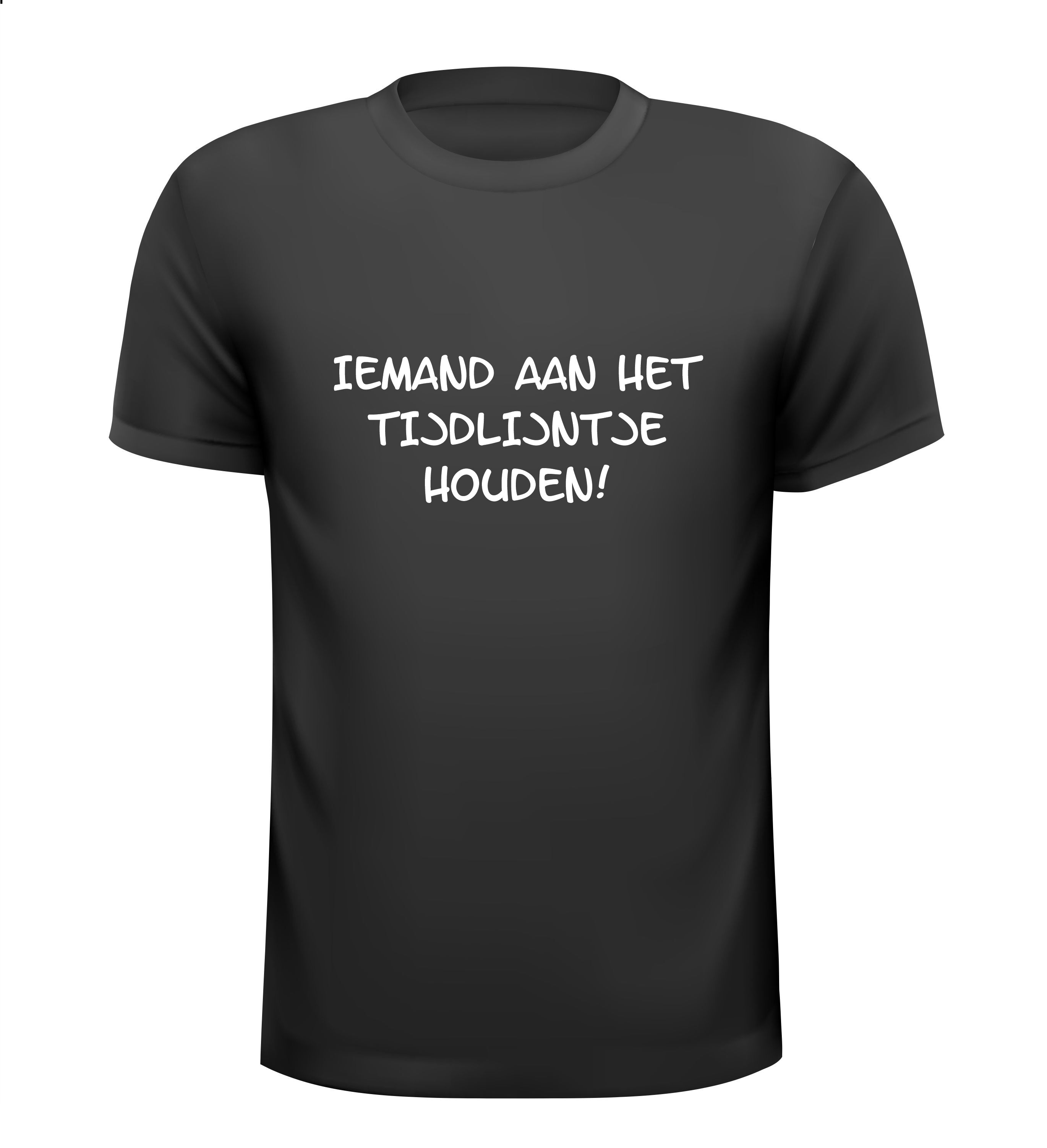 Iemand aan het tijdlijntje houden t-shirt korte mouw