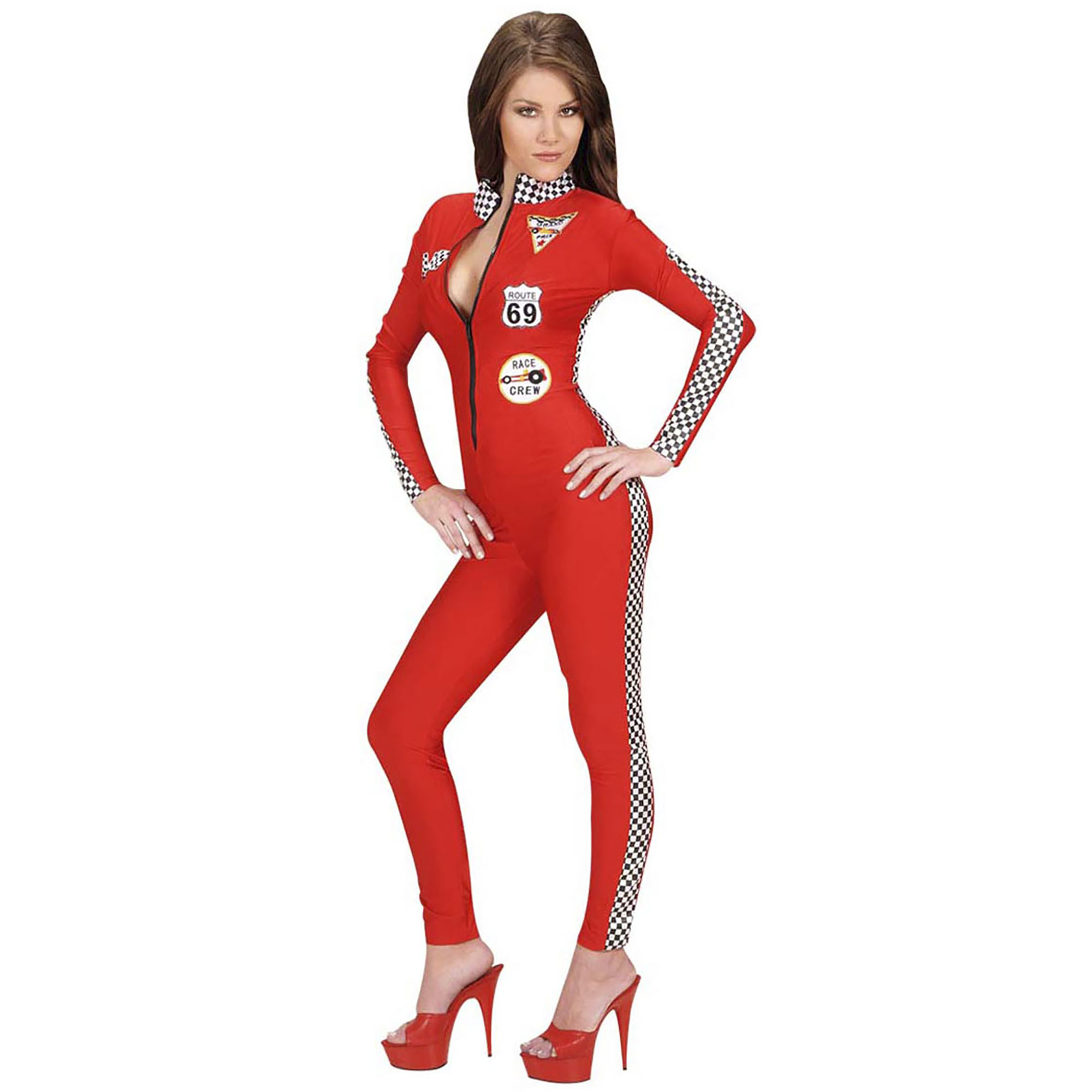 Racing catsuit race dame verkleedkostuum voor dames klaar om te versnellen