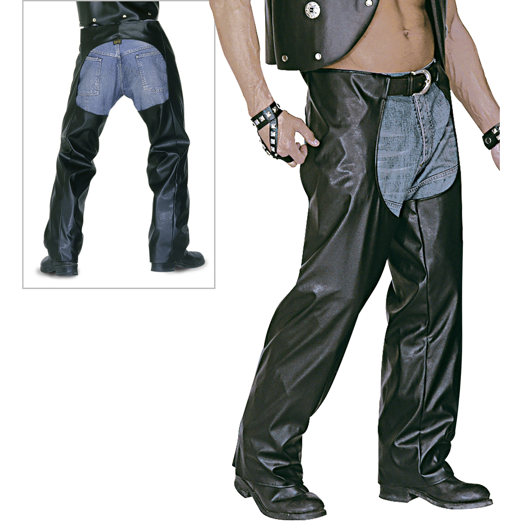 zwarte chaps lederlook biker unisex