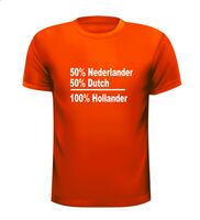 50 procent dutch 50 procent nederlander is 100 procent hollander t-shirt korte mouw oranje 50 procent dutch 50 procent nederlander is 100 procent hollander t-shirt korte mouw oranje