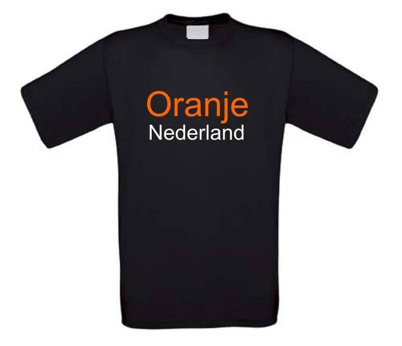 Oranje Nederland t-shirt korte mouw zwart