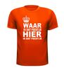 Koningsdag T-shirt oranje waar is dat feestje!