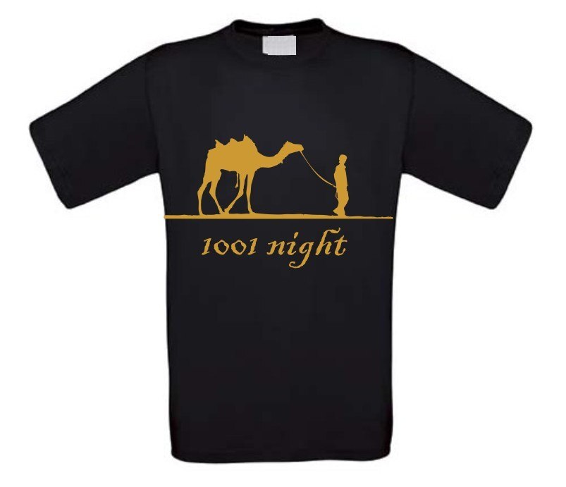1001 night kameel camel t-shirt korte mouw goude opdruk