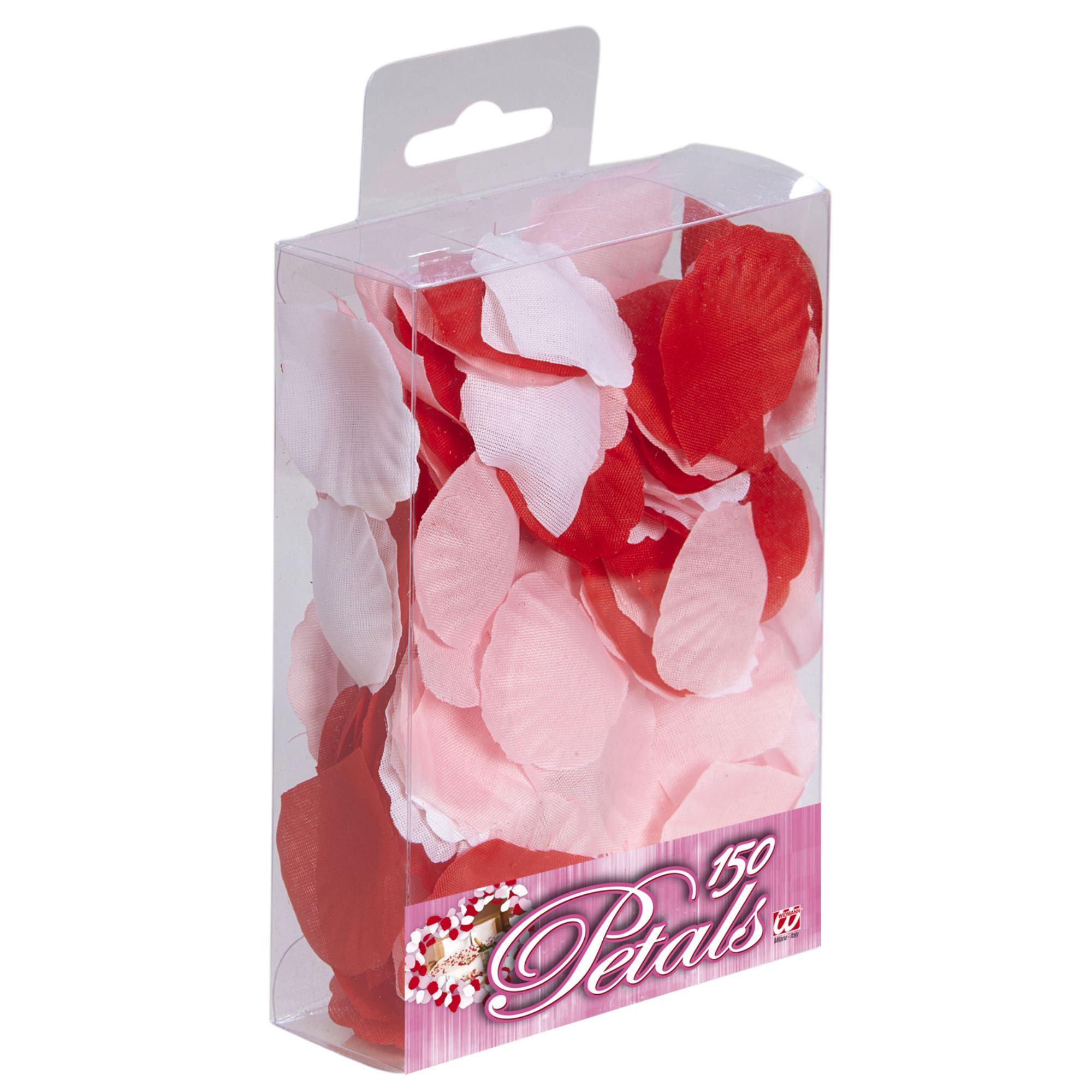 Doos met 150 witte rode en rose roosbladeren