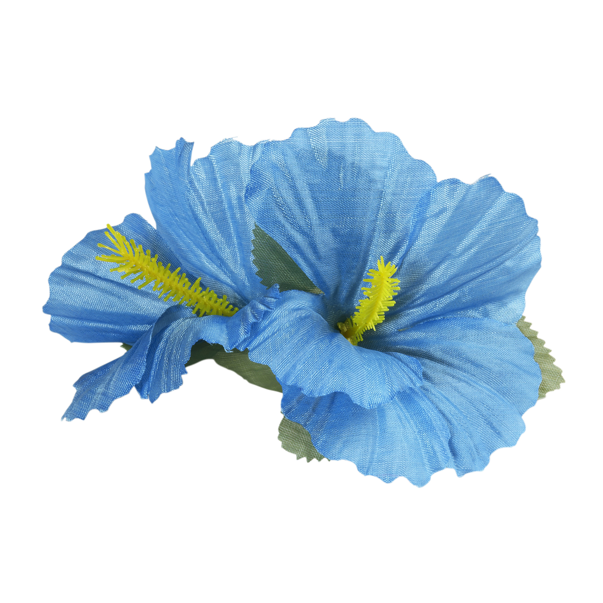 Haarclp lichtblauw met twee Hibiscus bloem