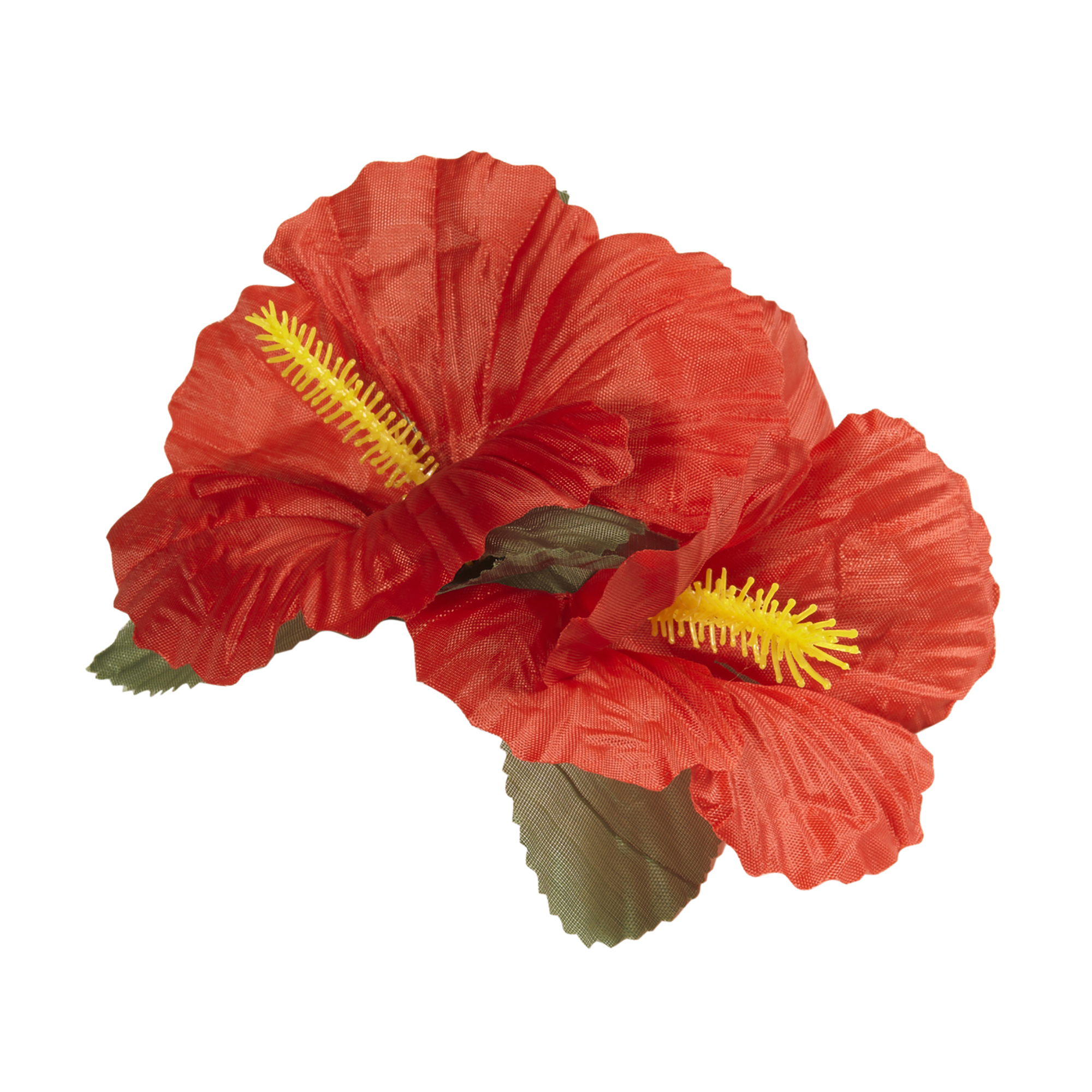Haarclp rood met twee Hibiscus bloem