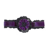 foto 1 Nekband fluweel paars met bloem