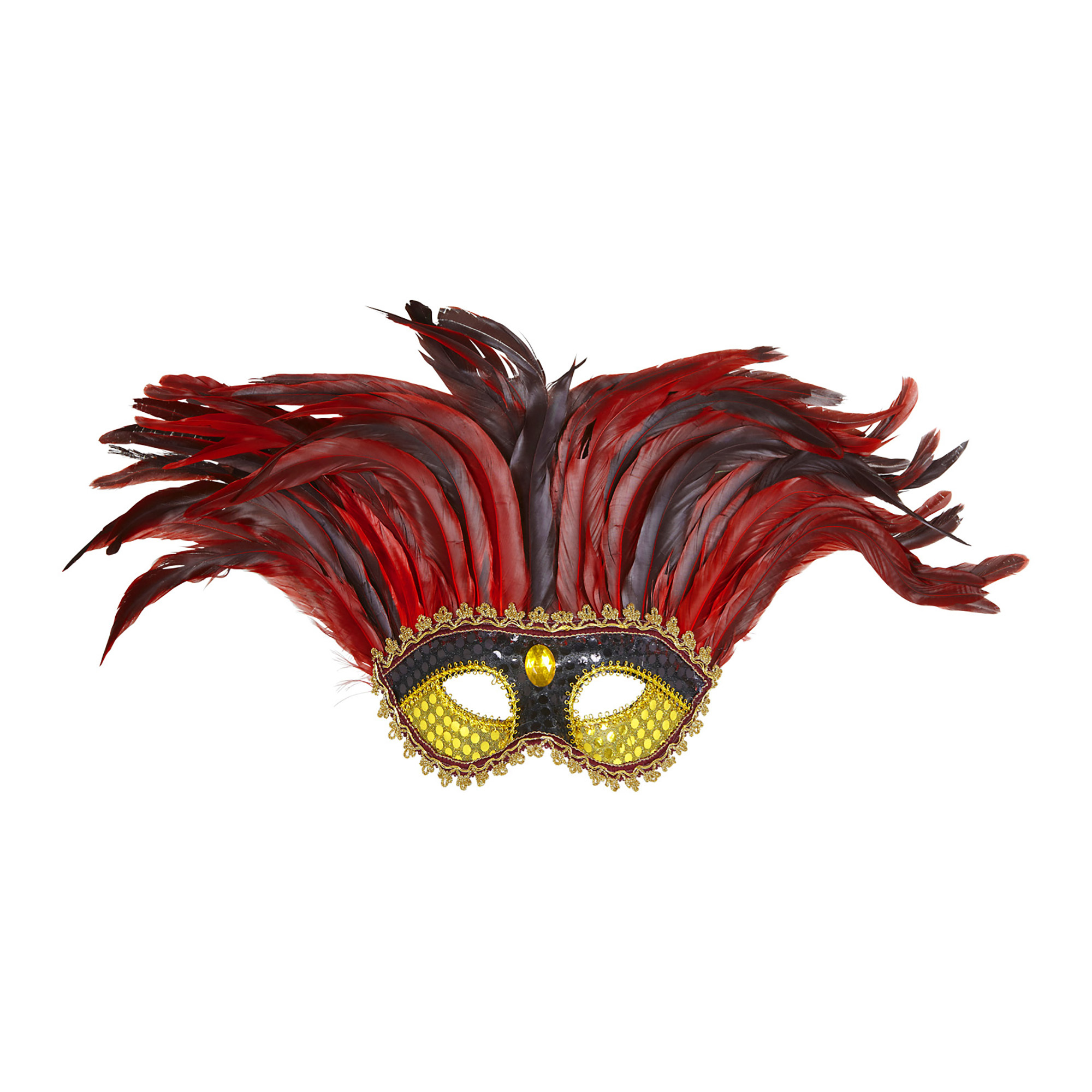 Oogmasker Maya rood met zwart