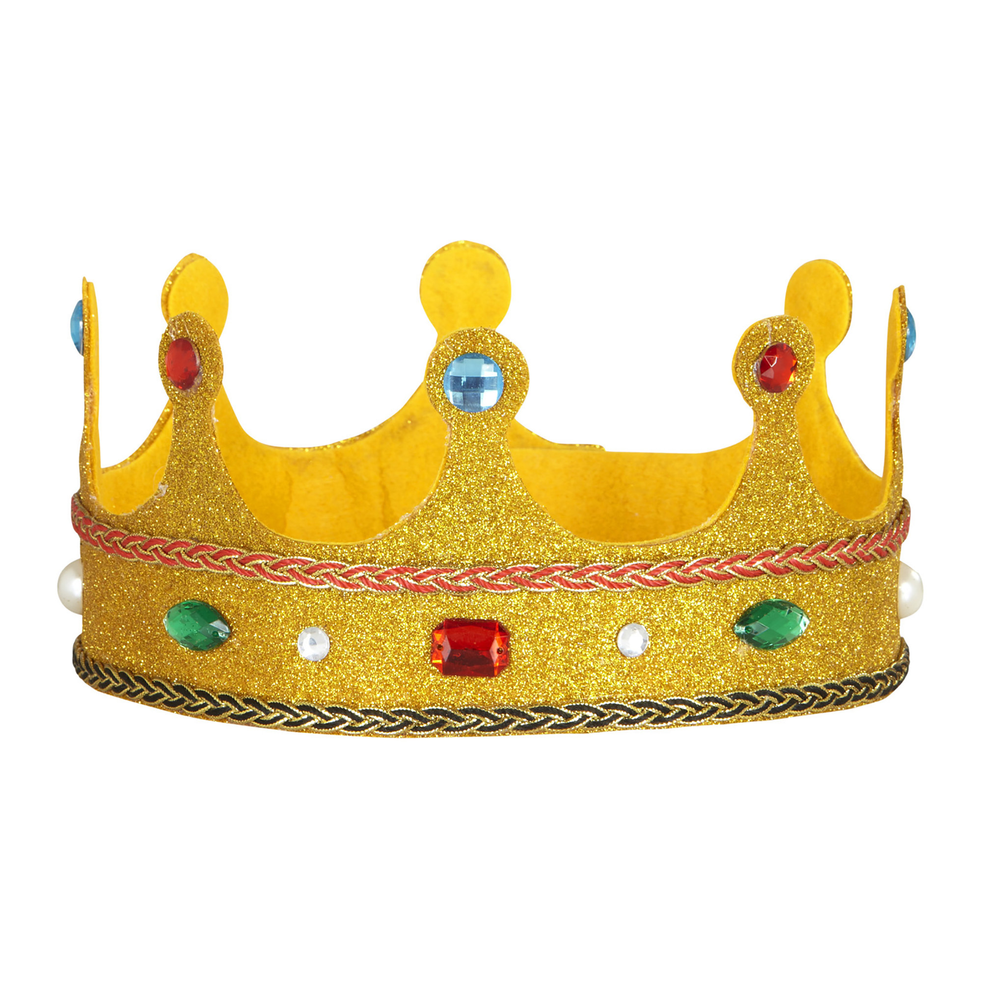 Goude mini glitter kroon met stenen buigbaar koning koningin koningsdag