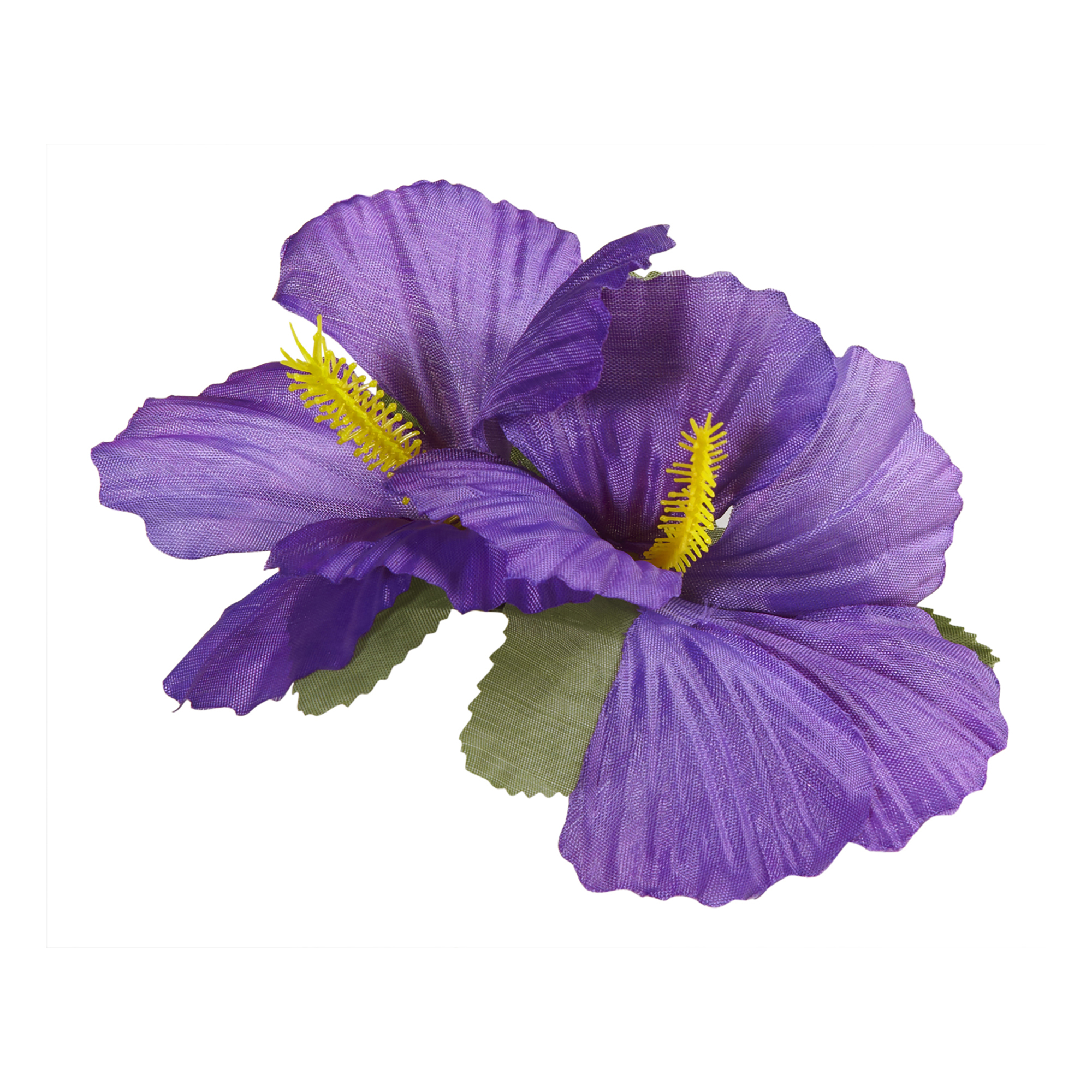 HaarclIp paars met twee Hibiscus bloem