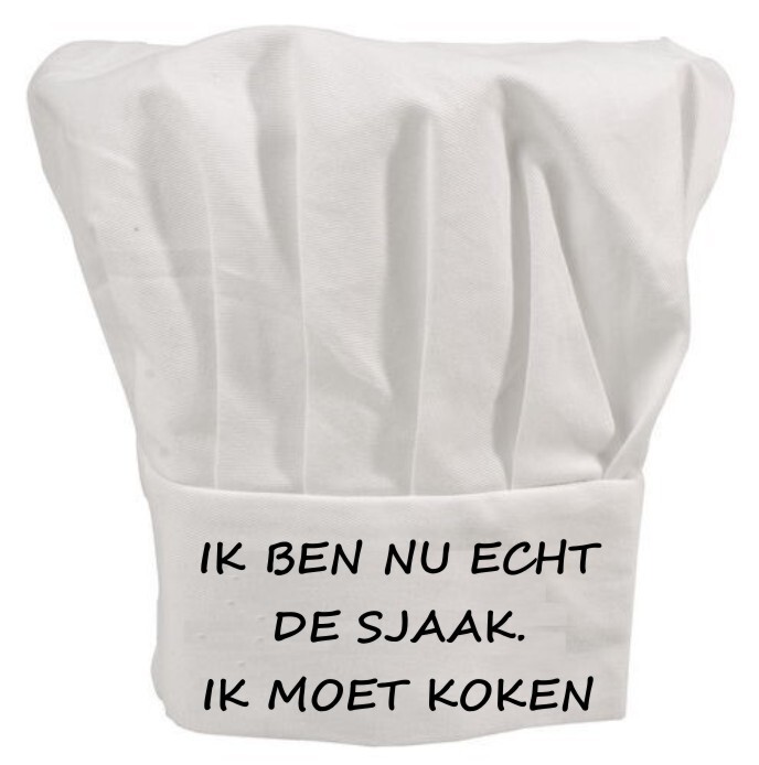 ik ben nu echt de sjaak ik moet koken koksmuts