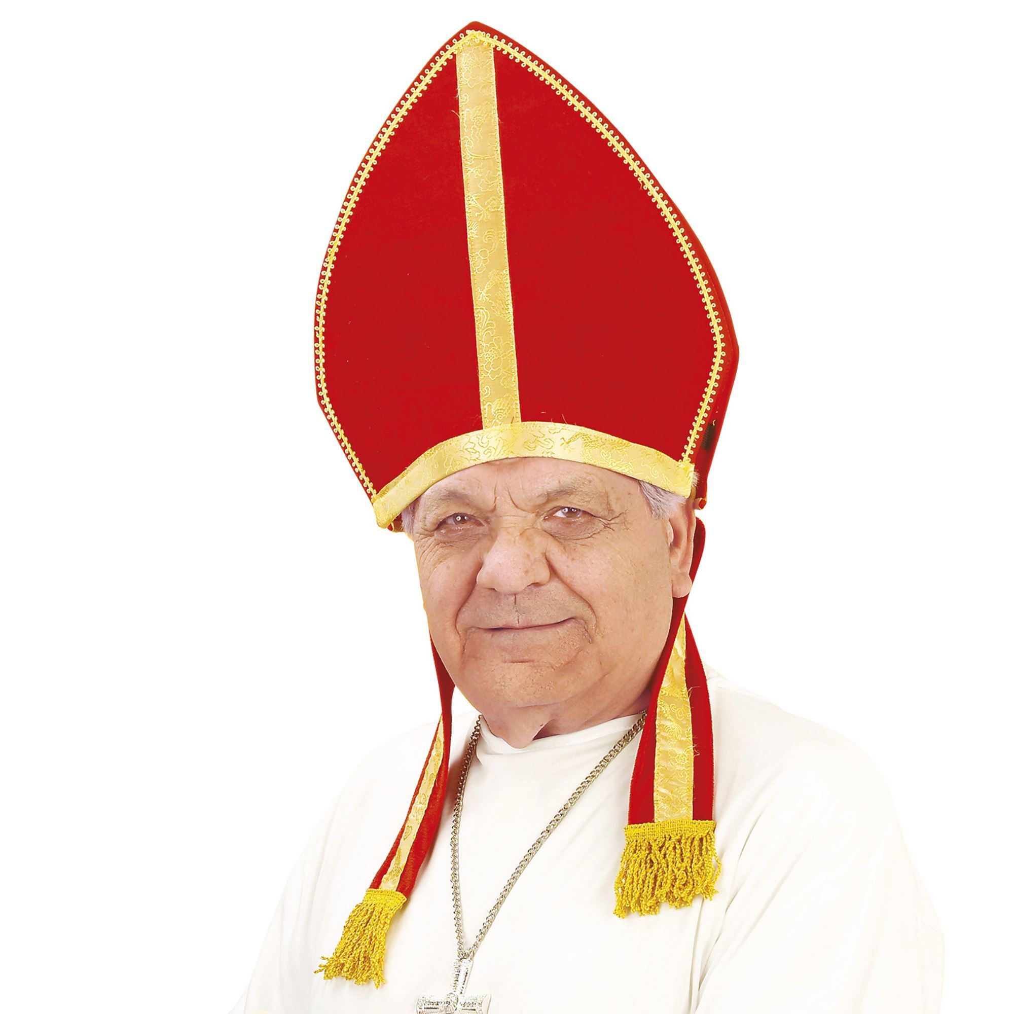 Muts kardinaal - Fluwelen bisschopshoed in rood goud