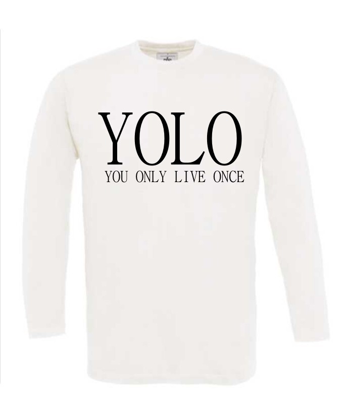 yolo you only live once t-shirt lange mouw