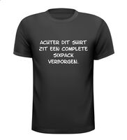 Achter dit shirt zit een complete six pack verborgen t-shirt korte mouw Achter dit shirt zit een complete six pack verborgen t-shirt korte mouw