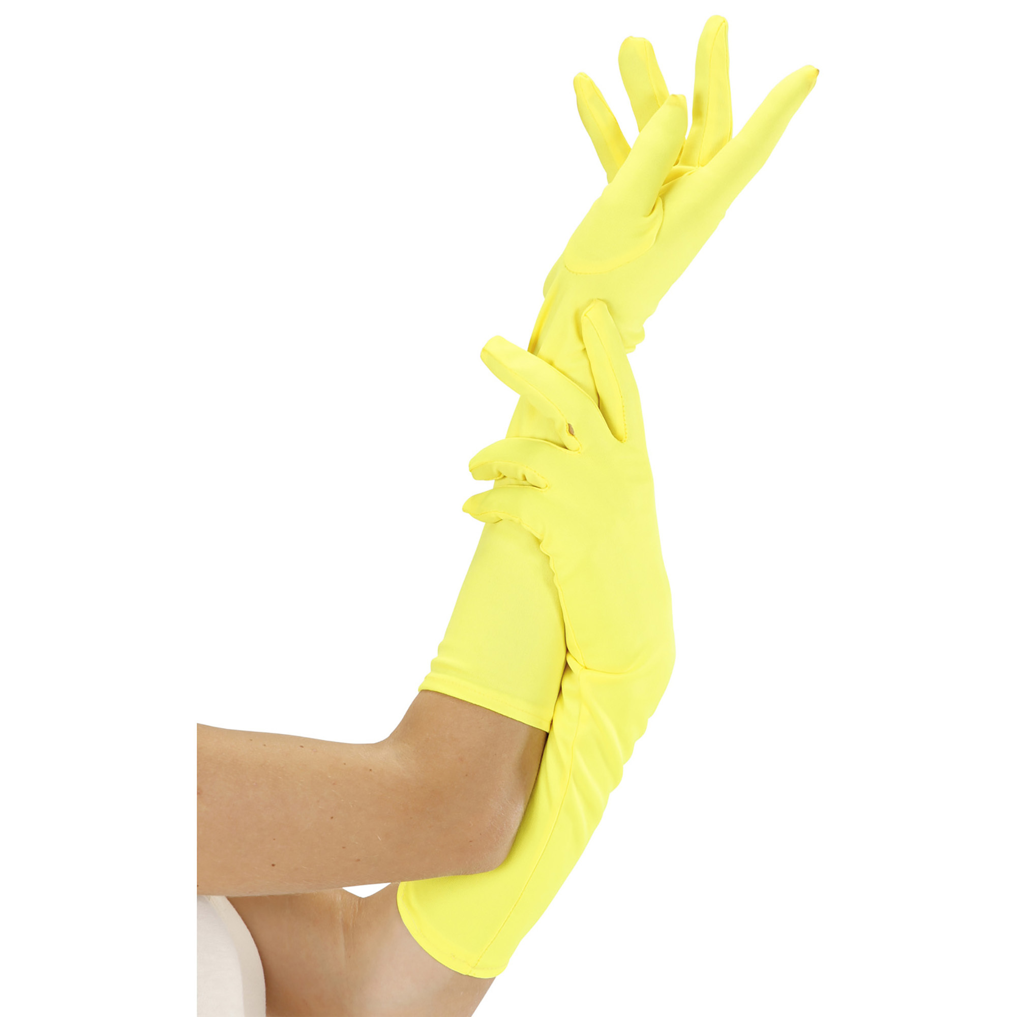 Handschoenen lang geel neon