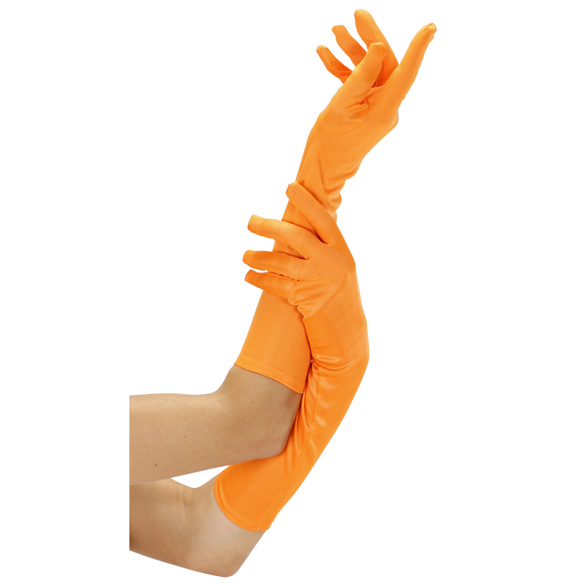 Handschoenen lang oranje neon