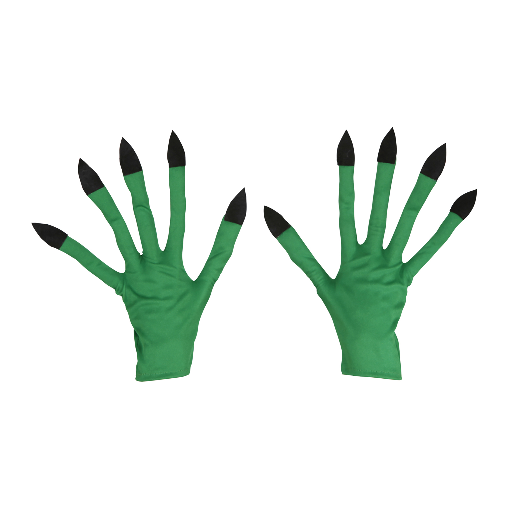 Groene heksen handschoenen met zwarte nagels