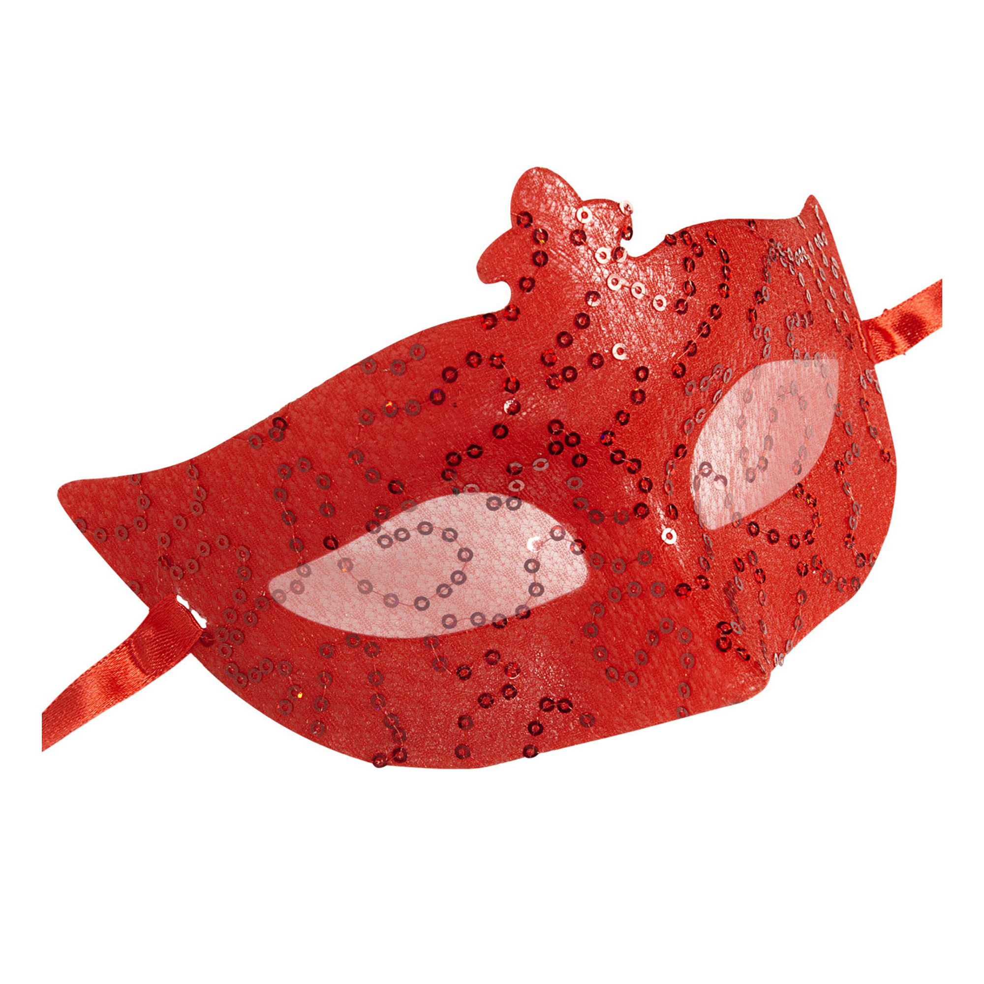 oogmasker rood met pailletten en rode tule