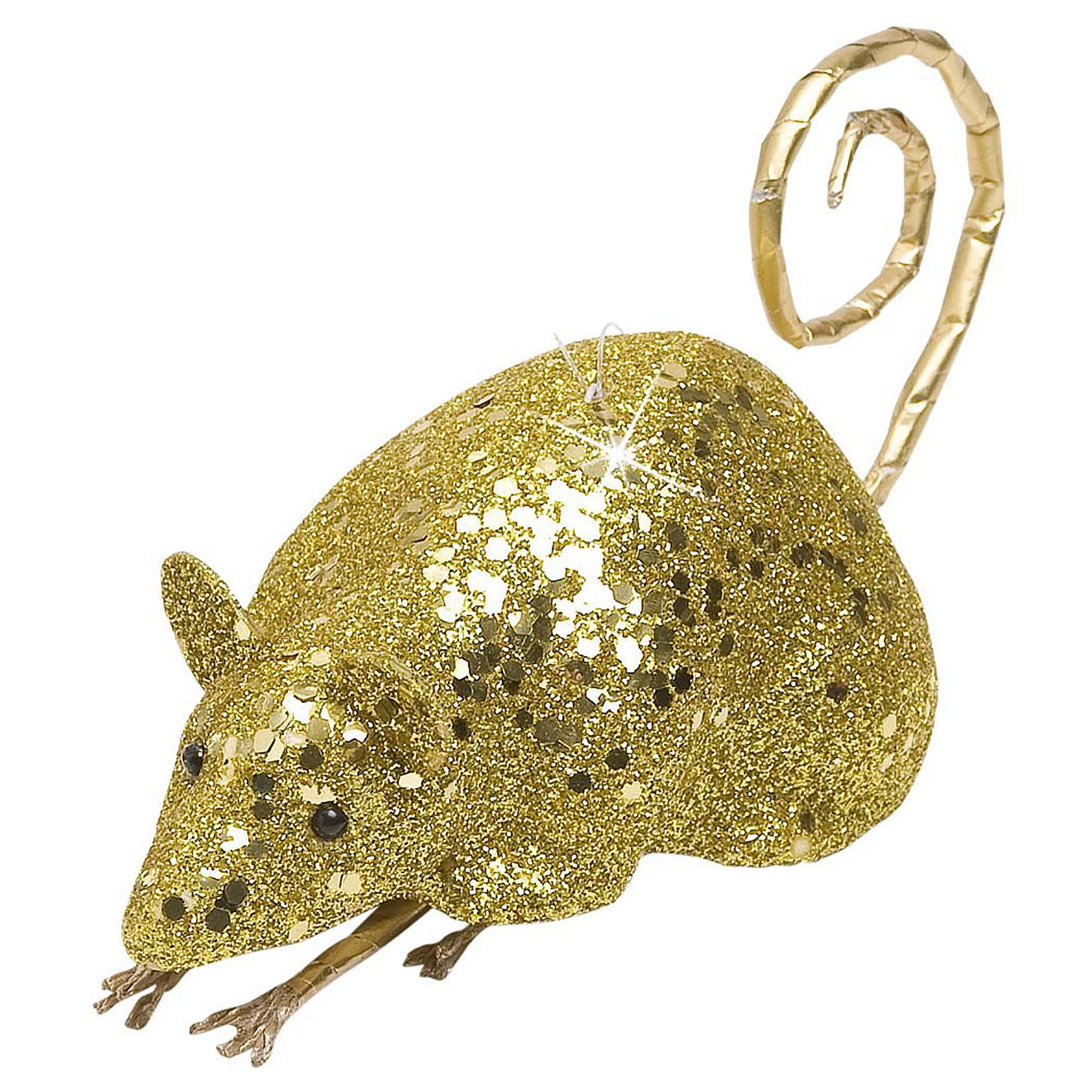 Glitter muis goud 12cm