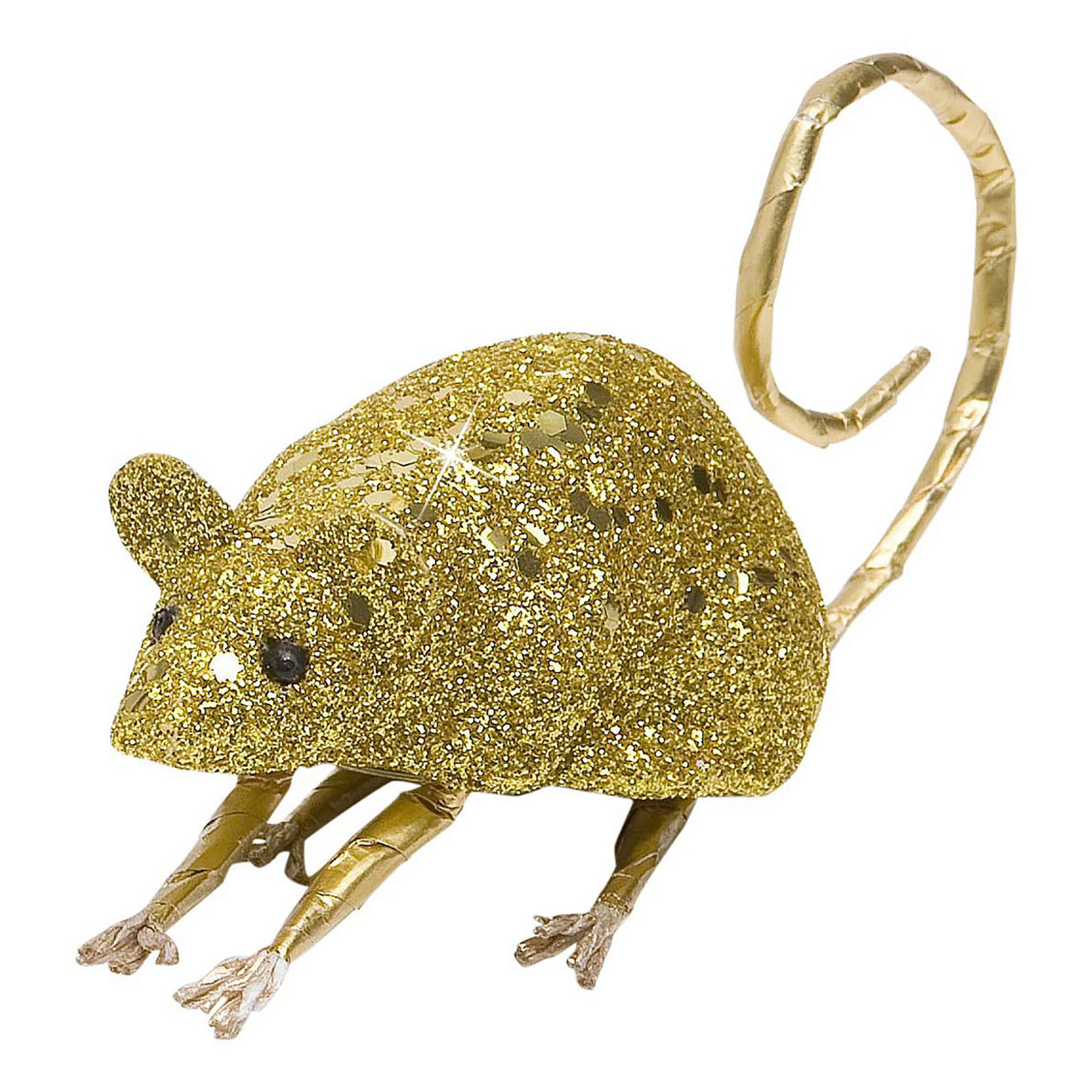 Glitter muis goud 8cm