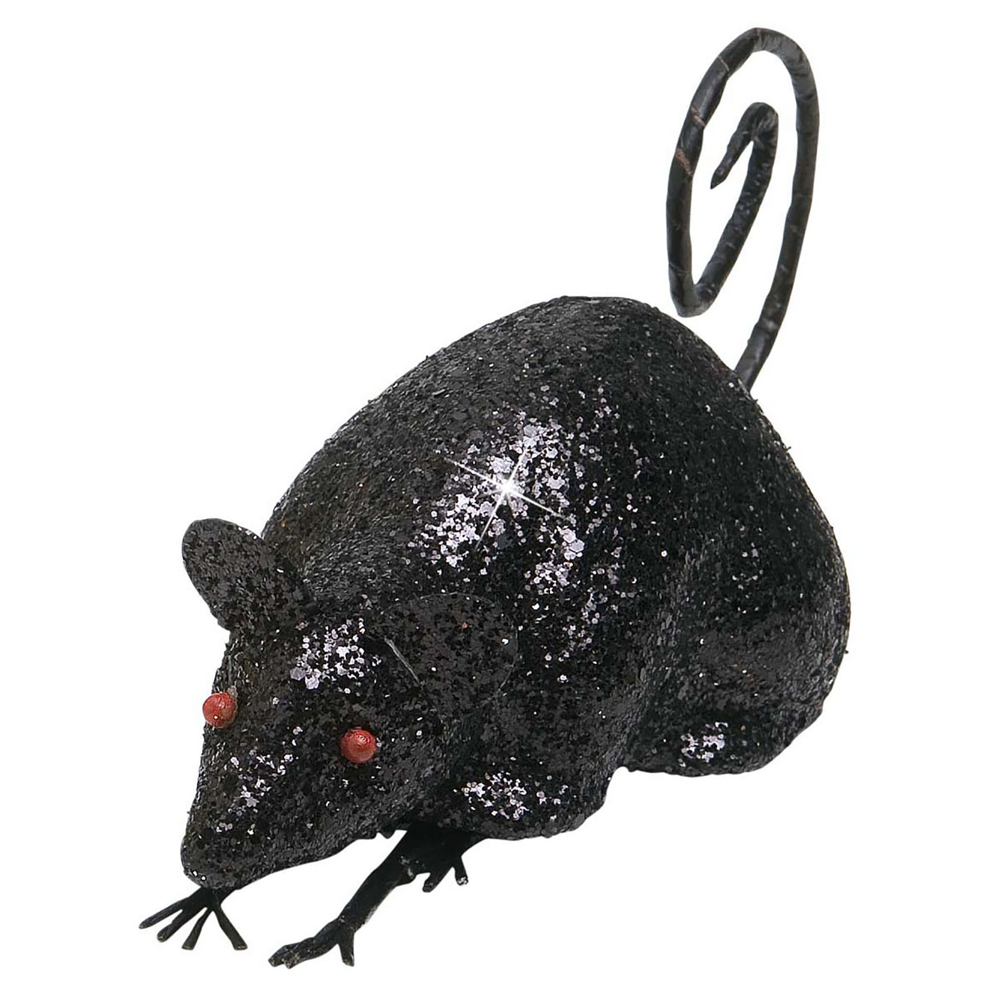 Glitter muis zwart 12cm