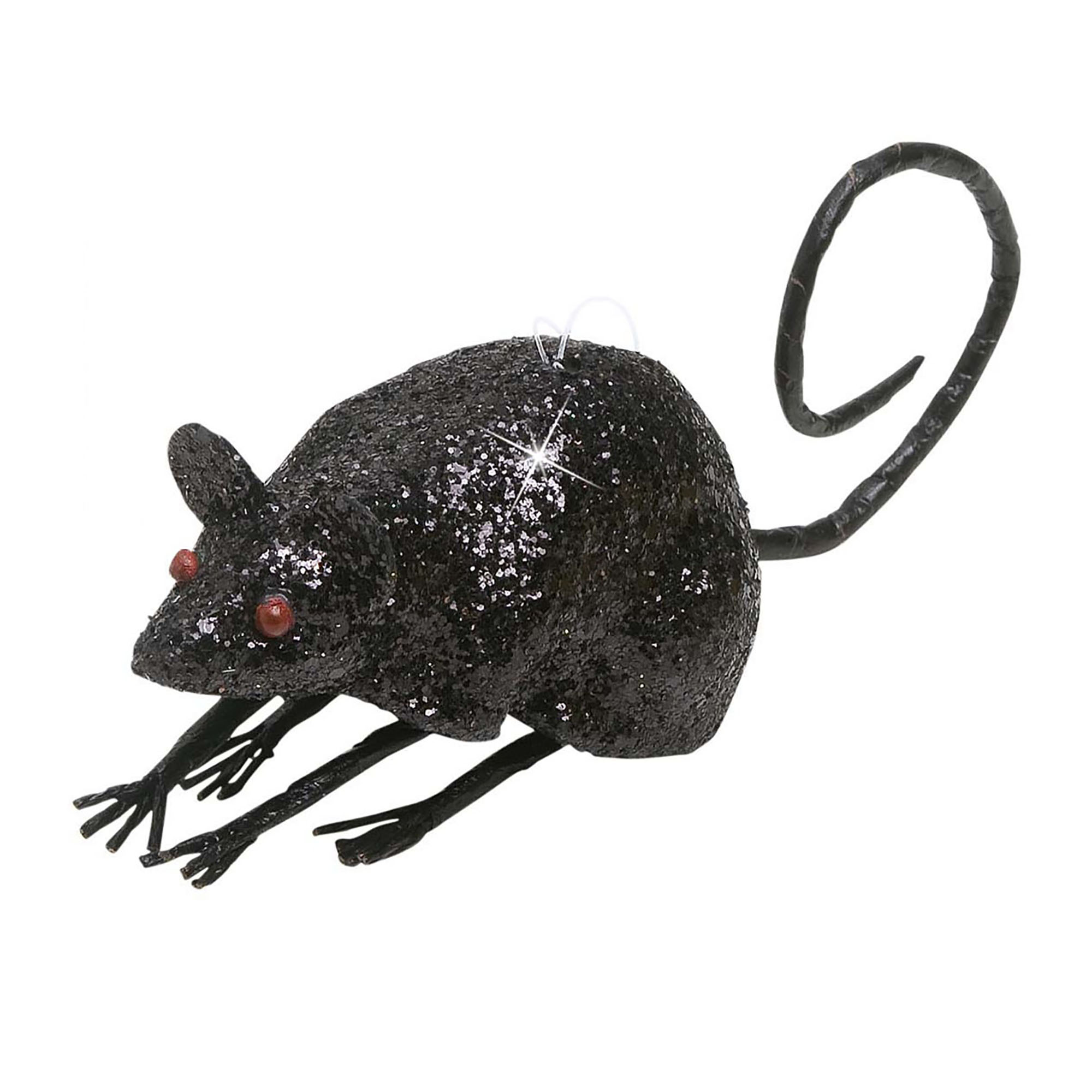 Glitter muis zwart 8cm
