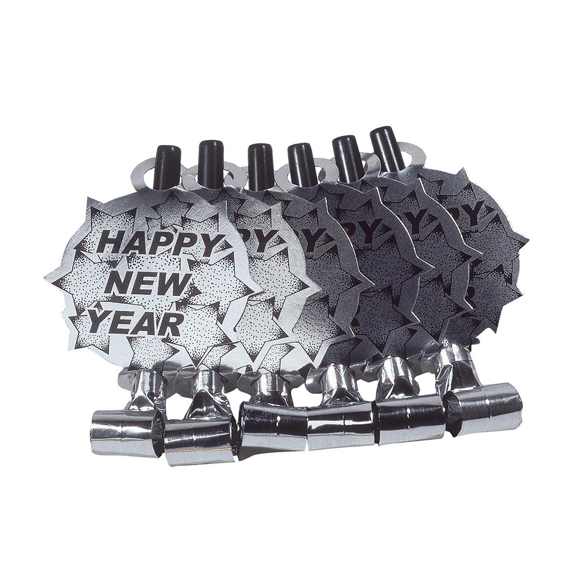 Roltong toeters zilver happy new year set van 6 stuks