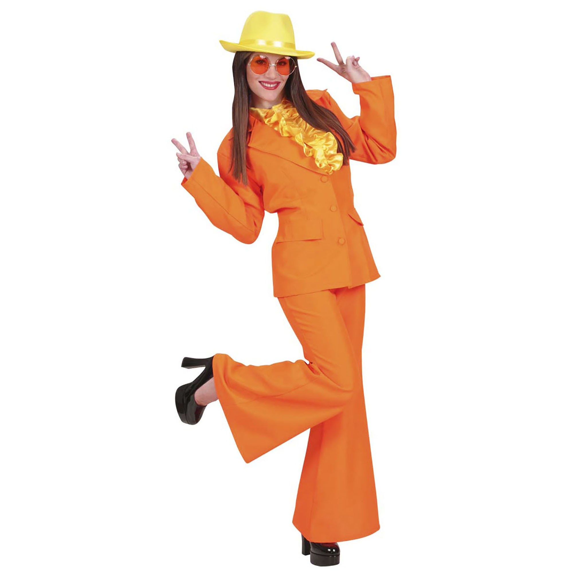 Oranje neon party kostuum broek en jasje