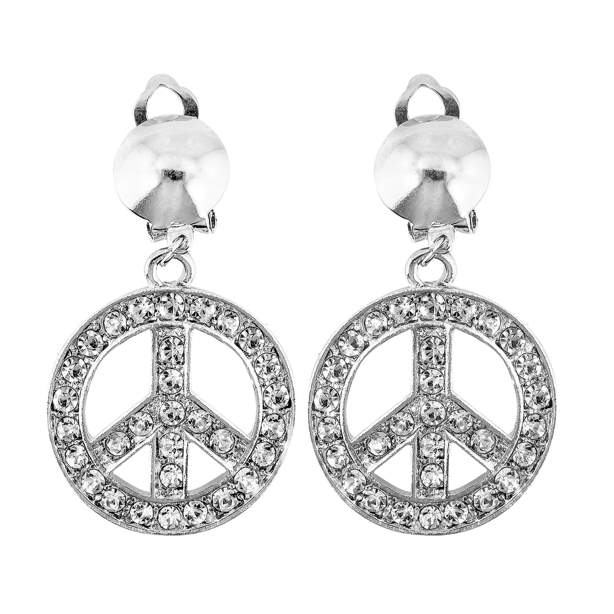 Peace and love oorbelllen strass