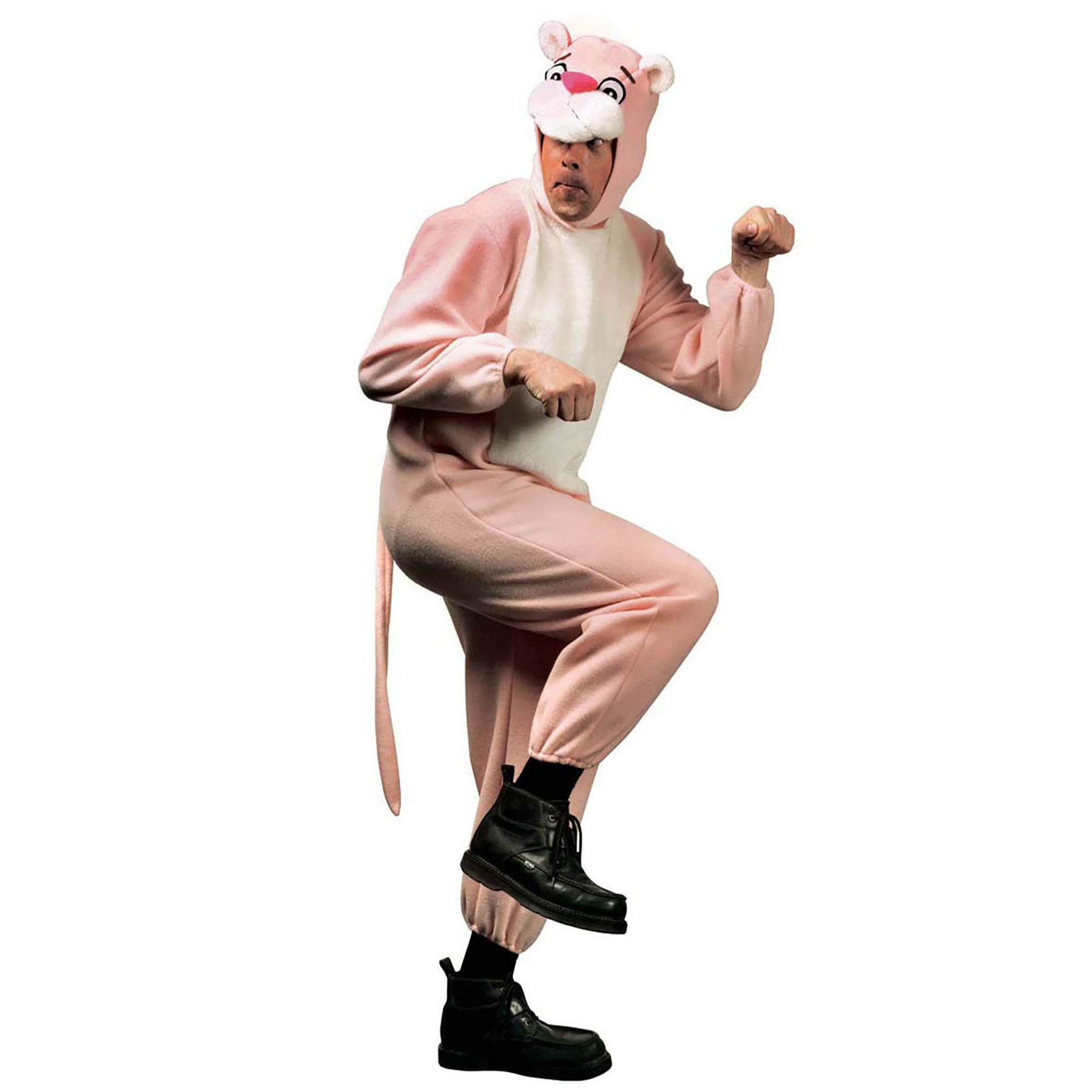 Pink panter jumpsuit met muts en masker