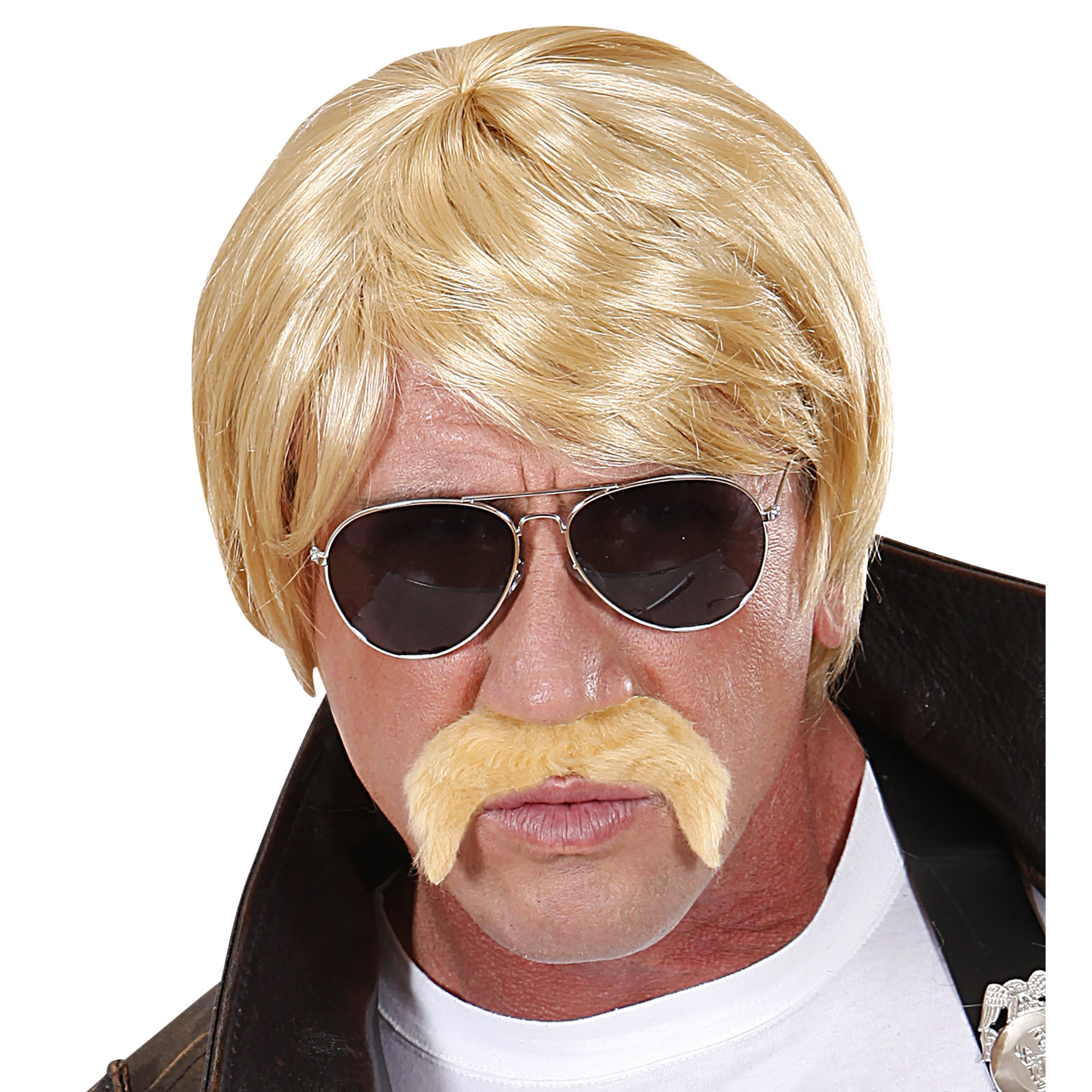 Undercover agent pruik snor blond en bril
